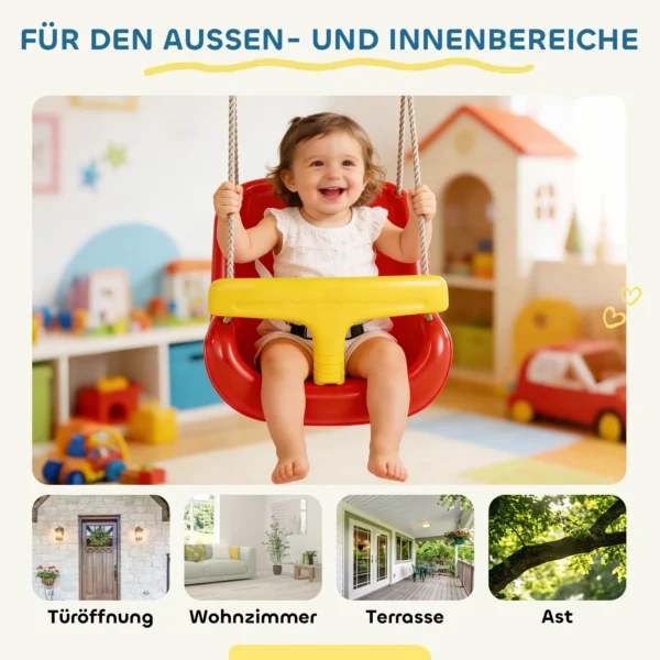 Verstelbare Babyschommel Met Groeifunctie, Babysit Met Rugleuning, Veiligheidsrail, Voor Kinderen Van 9 36 Maanden, Rood