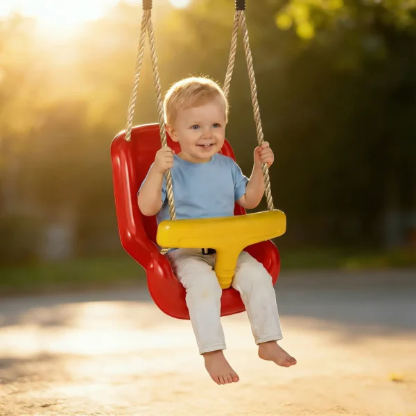 Verstelbare Babyschommel Met Groeifunctie, Babysit Met Rugleuning, Veiligheidsrail, Voor Kinderen Van 9 36 Maanden, Rood