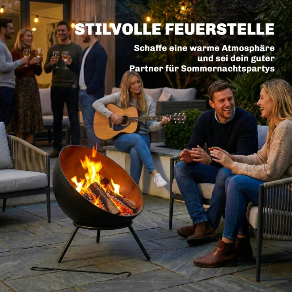 Verstelbare Vuurschaal 60 X 53 X 66cm Met Pook, Koolrooster En Standaard Zwart