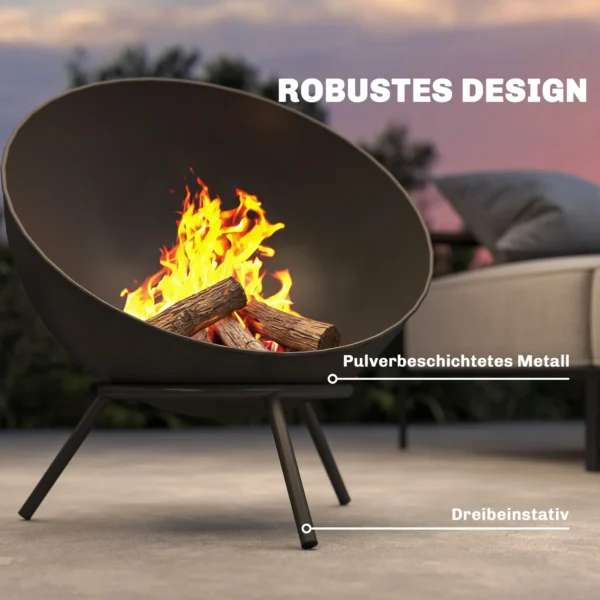 Verstelbare Vuurschaal 60 X 53 X 66cm Met Pook, Koolrooster En Standaard Zwart