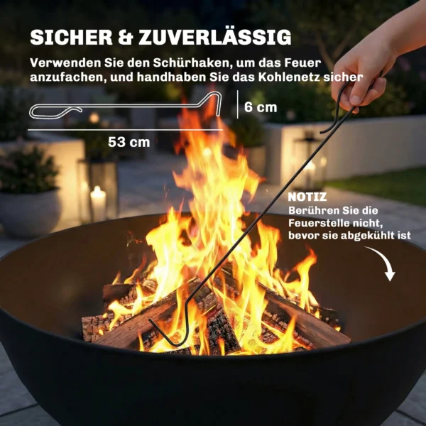 Verstelbare Vuurschaal 60 X 53 X 66cm Met Pook, Koolrooster En Standaard Zwart