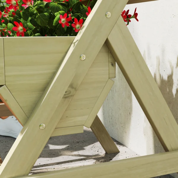 Verticaal Hoogbed Met 3 Niveaus, Verticaal Bed Gemaakt Van Hout, Bloembak Met 3 Plantenbakken En Afvoergaten, Groen