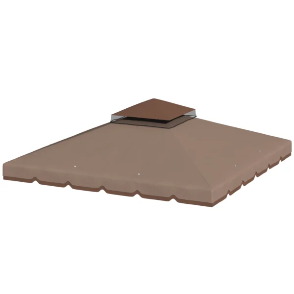 Vervangend Dak Voor Paviljoen 3x3m Waterafstotend Paviljoendak Met Dubbel Dak En Waterafvoergaten Khaki