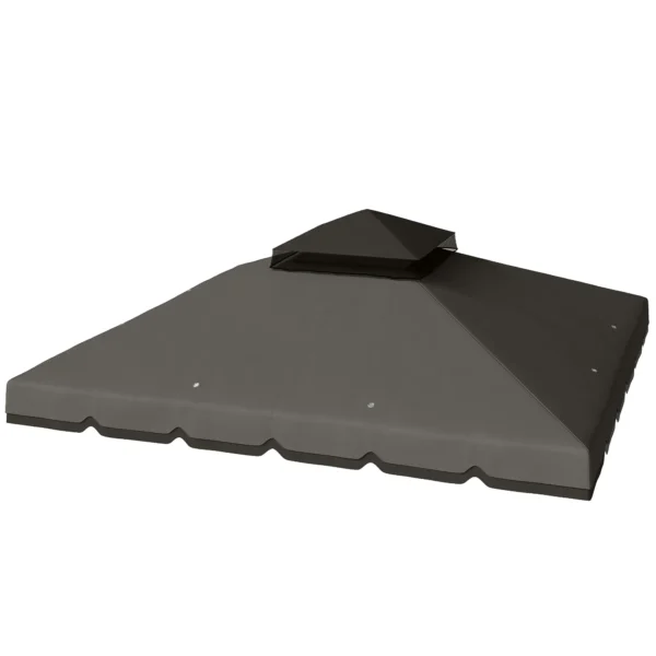 Vervangend Dak Voor Paviljoen 3x3m Waterafstotend Paviljoendak Met Dubbel Dak Waterafvoergaten Lichtgrijs