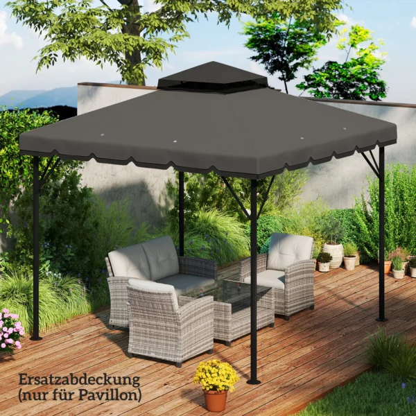 Vervangend Dak Voor Paviljoen 3x3m Waterafstotend Paviljoendak Met Dubbel Dak Waterafvoergaten Lichtgrijs