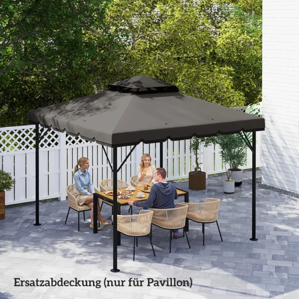 Vervangend Dak Voor Paviljoen 3x3m Waterafstotend Paviljoendak Met Dubbel Dak Waterafvoergaten Lichtgrijs