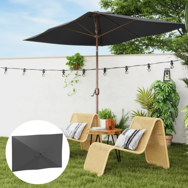 Vervangende Hoes Voor Parasol 2 X 3 M 6 Ribben UV50+ & Waterdicht Terrasparasol Bekleding