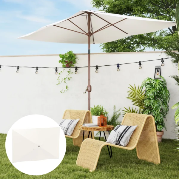 Vervangende Hoes Voor Parasol 2 X 3 M 6 Ribben UV50+ & Waterdicht Terrasparasol Bekleding