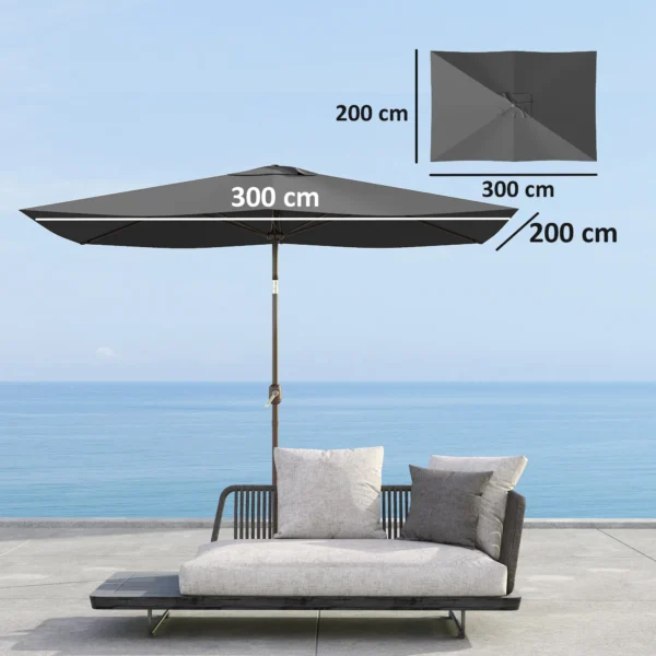 Vervangende Hoes Voor Parasol 2 X 3 M 6 Ribben UV50+ & Waterdicht Terrasparasol Bekleding