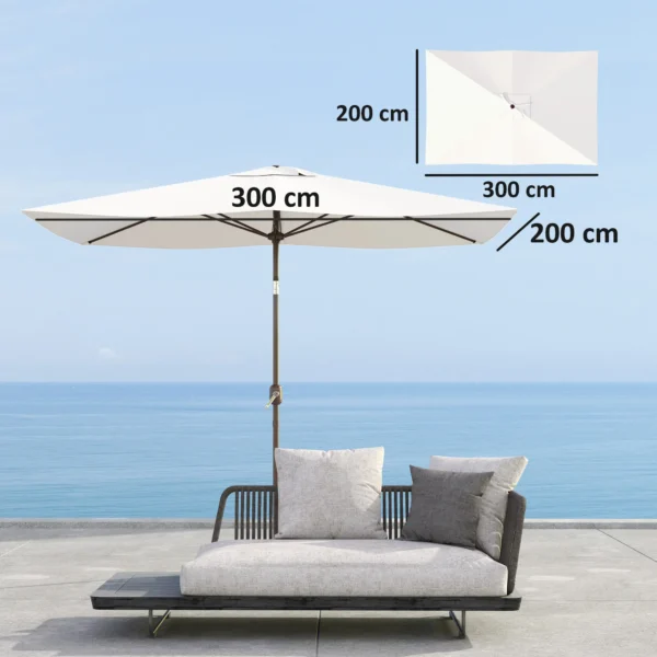 Vervangende Hoes Voor Parasol 2 X 3 M 6 Ribben UV50+ & Waterdicht Terrasparasol Bekleding