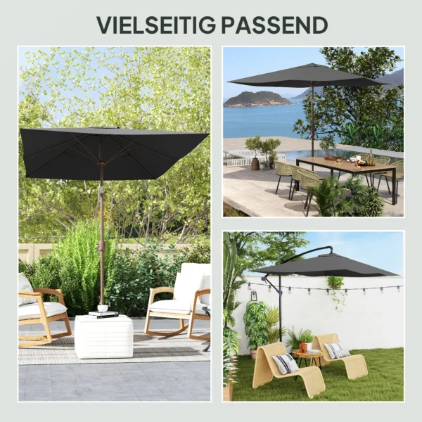 Vervangende Hoes Voor Parasol 2 X 3 M 6 Ribben UV50+ & Waterdicht Terrasparasol Bekleding