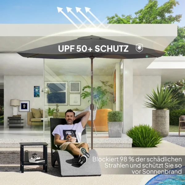 Vervangende Hoes Voor Parasol 2 X 3 M 6 Ribben UV50+ & Waterdicht Terrasparasol Bekleding