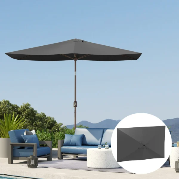 Vervangende Hoes Voor Parasol 2 X 3 M 6 Ribben UV50+ & Waterdicht Terrasparasol Bekleding