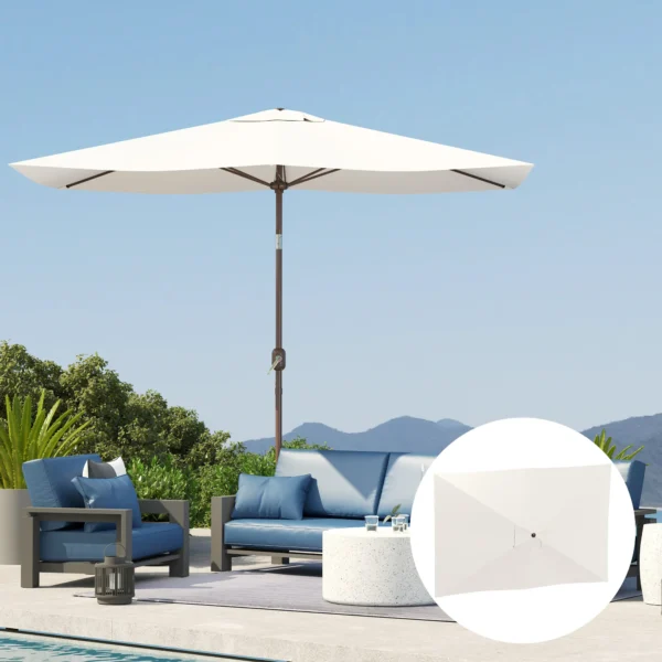 Vervangende Hoes Voor Parasol 2 X 3 M 6 Ribben UV50+ & Waterdicht Terrasparasol Bekleding