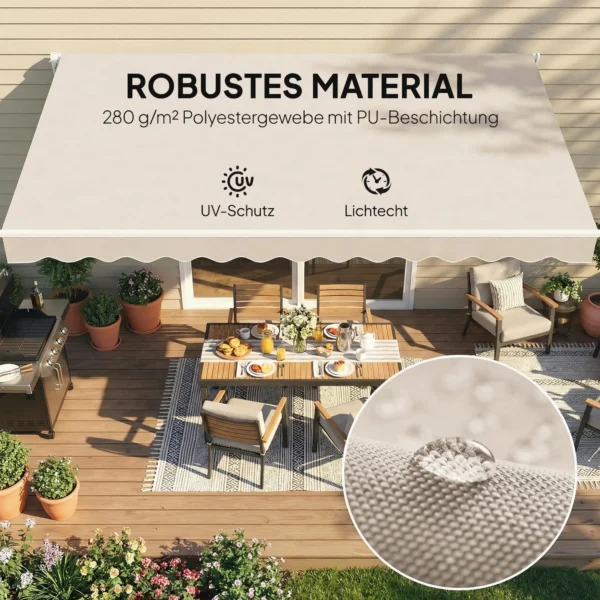 Vervangingsstof Voor Luifel Zonwerend Dak UPF 50+ Voor 3,5 X 2,5 M Frame, Crèmewit