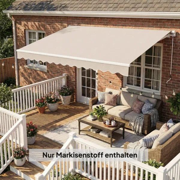 Vervangingsstof Voor Luifel Zonwerend Dak UPF 50+ Voor 3,5 X 2,5 M Frame, Crèmewit