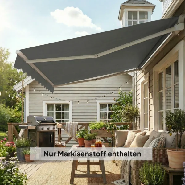 Vervangingsstof Voor Zonnescherm Zonwerend Dak UPF 50+ Voor 3,5 X 2,5 M Frame, Donkergrijs