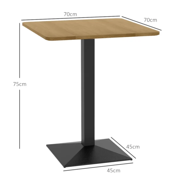 Vierkante Keukentafel Voor 2 Personen, Eettafel Met Houtlook Stalen Basis 70 X 70 X 75 Cm Donkerbruin