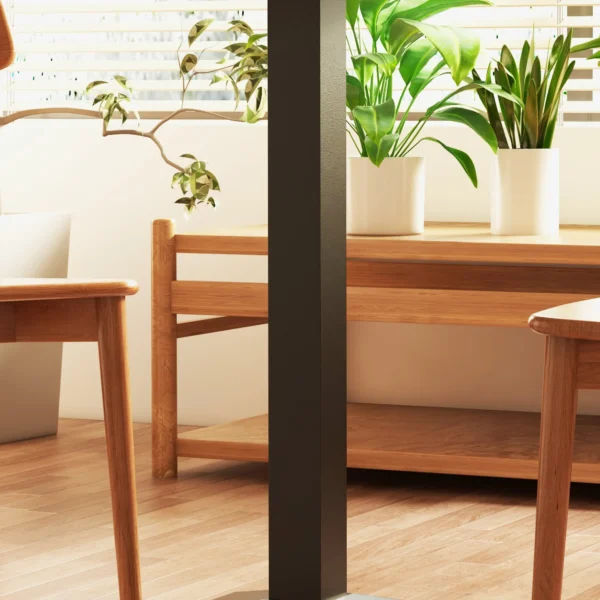 Vierkante Keukentafel Voor 2 Personen, Eettafel Met Houtlook Stalen Basis 70 X 70 X 75 Cm Donkerbruin