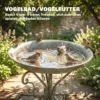 Vogelbad Met Vogelstandbeeld En Decoratieve Voet, Vintage Tuin Vogelbad Schaal Op Voet, Groen