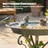 Vogelbad Met Vogelstandbeeld En Decoratieve Voet, Vintage Tuin Vogelbad Schaal Op Voet, Groen