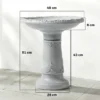 Vogelbad Van Hars Voor Buitengebruik, 51 Cm Rond Vogelbad Met Steenlook, Vrijstaande Vogelvoederdispenser, Grijs