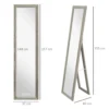Volledige Lichaamsspiegel, 37 X 157 Cm, Om Op Te Hangen Of Neer Te Zetten, Rechthoekige Spiegel Voor Woonkamer, Slaapkamer, Grijs