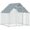 Vrijloopren Verzinkt Staal Kippenhok Met Weerbestendige UV dakbedekking, Afsluitbare Deur 2x2x2 M Zilver