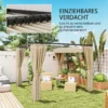 Vrijstaande Pergola 3 X 3 M Terrasoverkapping Met Schuifdak, 4 Zijwanden UV bestendig Beige