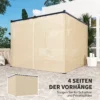 Vrijstaande Pergola 3 X 3 M Terrasoverkapping Met Schuifdak, 4 Zijwanden UV bestendig Beige