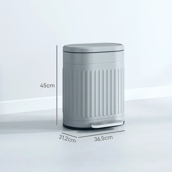 Vuilnisbak 20L Pedaalemmer Met Deksel Voetpedaal Uitneembare Binnenemmer Soft Close Functie 36,5 X 31,2 X 45 Cm, Grijs