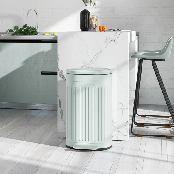 Vuilnisbak 30L Pedaalemmer Met Deksel Voetpedaal Uitneembare Binnenemmer Soft Close Functie 36,5 X 31,2 X 60,8 Cm, Groen