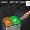 Vuilnisbak Met 2x30L Vakken, Soft Close deksel, Vingerafdrukbestendig, Roestvrij Staal, Zilver