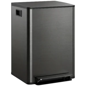 Vuilnisbak Met 2x30L Vakken, Soft Close deksel, Vingerafdrukbestendig, Roestvrij Staal, Zwart