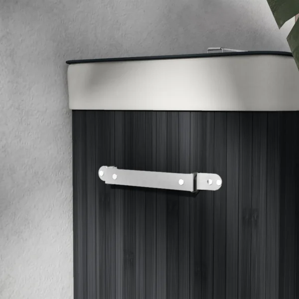 Wasmand, Wasbox, Wasverzamelaar Met Deksel, Zeildoekzak, Bamboe, Opvouwbaar, 72L, Zwart 40 X 30 X 60 Cm