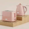 Waterkoker En Broodrooster set, 1,7L 2200W Snelkook waterkoker Met Automatische Uitschakeling En 2 sneetjes broodrooster Met Kruimellade, Roze