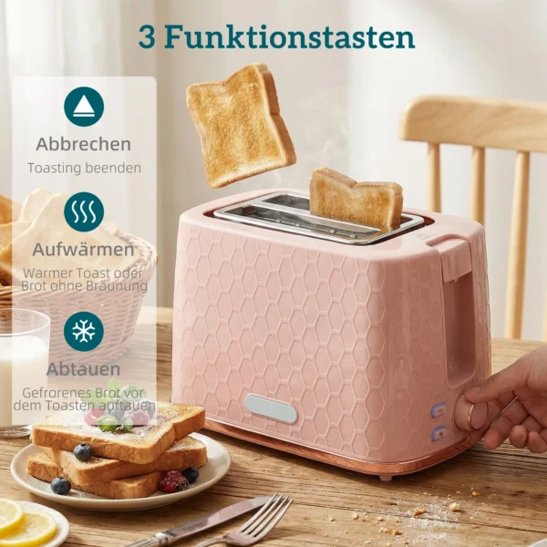 Waterkoker En Broodrooster set, 1,7L 2200W Snelkook waterkoker Met Automatische Uitschakeling En 2 sneetjes broodrooster Met Kruimellade, Roze