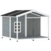 Weerbestendig Verhoogd Hondenhuis Van Hout Met Asfaltdak, Terras, Voor Middelgrote Honden 103x107x83,5cm Grijs