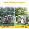 Weerbestendig Verhoogd Hondenhuis Van Hout Met Asfaltdak, Terras, Voor Middelgrote Honden 103x107x83,5cm Grijs