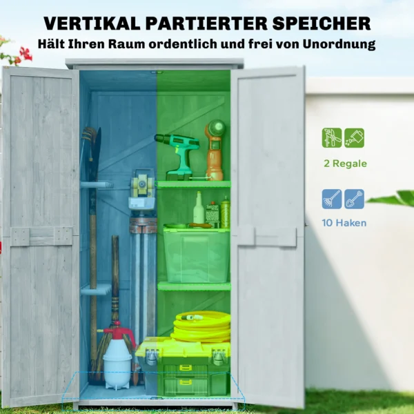 Weerbestendige Houten Tuinkast Met Dubbele Deur En Magneetsluiting Voor Tuin Terras 85 X 54 X 170 Cm Grijs