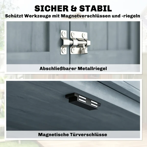 Weerbestendige Houten Tuinkast Met Dubbele Deur En Magneetsluiting Voor Tuin Terras 85 X 54 X 170 Cm Grijs
