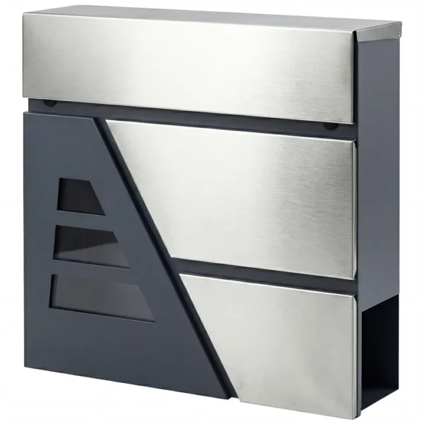 Weerbestendige Wandmontage Brievenbus Met Krantenhouder En 2 Sleutels Voor Buitenmuur, Donkergrijs