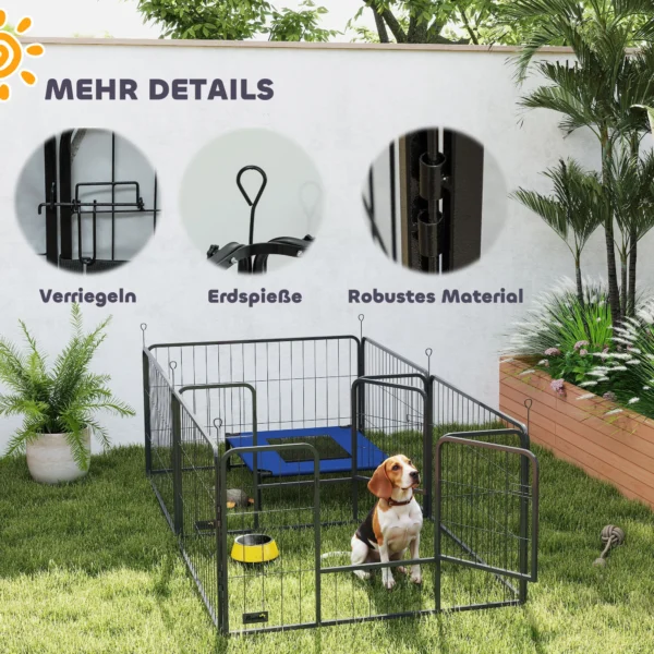 Werpkist Voor Puppy's, Werpdoos Puppyren Met 7 Panelen, 2 Zones, Wasbare Werpmat, 203x102x60cm Zwart