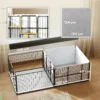 Werpkist Voor Puppy's, Werpdoos Puppyren Met 7 Panelen, 2 Zones, Wasbare Werpmat, 203x102x60cm Zwart