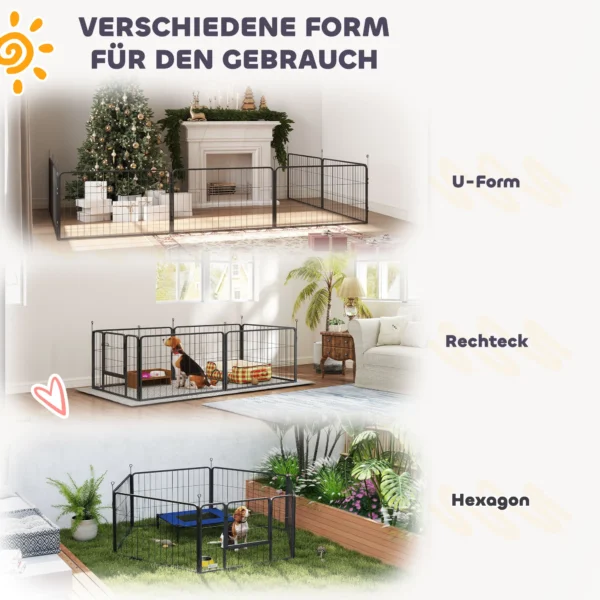 Werpkist Voor Puppy's, Werpdoos Puppyren Met 7 Panelen, 2 Zones, Wasbare Werpmat, 203x102x60cm Zwart