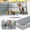 Werpkist Voor Puppy's, Werpdoos Puppyren Met 7 Panelen, 2 Zones, Wasbare Werpmat, 203x102x60cm Zwart