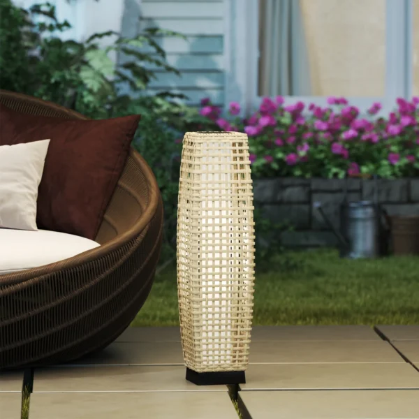Zonne energie Staande Lamp Rattan Solarlampen Met Lichtsensor Automatische LED Solarlicht In Boho Stijl IP44 Waterdicht