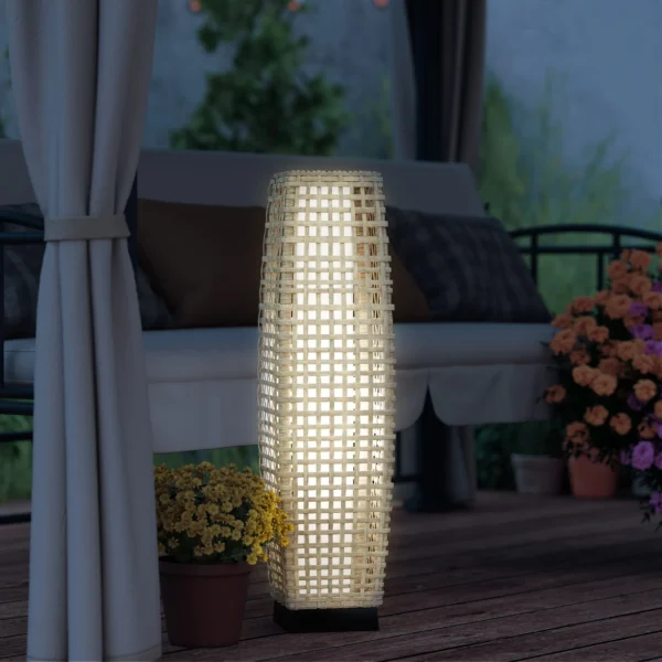 Zonne energie Staande Lamp Rattan Solarlampen Met Lichtsensor Automatische LED Solarlicht In Boho Stijl IP44 Waterdicht