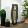 Zonne energie Staande Lamp Rattan Solarlampen Met Lichtsensor Automatische LED Solarlicht In Boho stijl IP44 Waterdicht