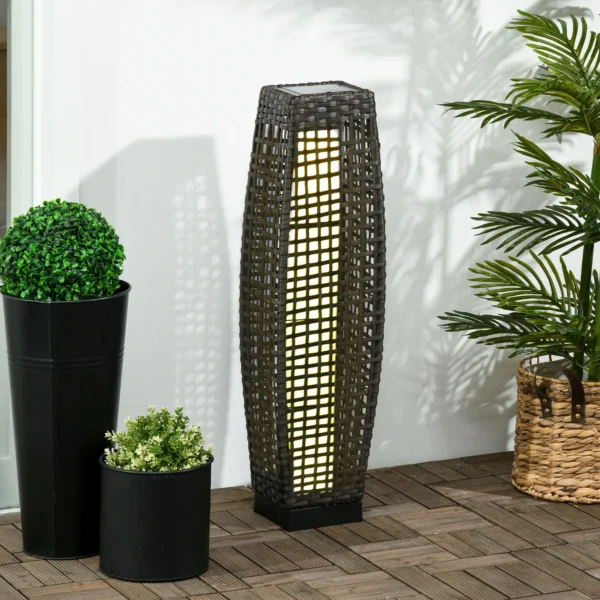 Zonne energie Staande Lamp Rattan Solarlampen Met Lichtsensor Automatische LED Solarlicht In Boho stijl IP44 Waterdicht